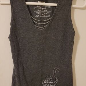 Harley-Davidson Biker Babe Charcoal Tank Top Embroidered